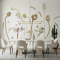 An artistic natural field mural on minimalist wallpaper.

