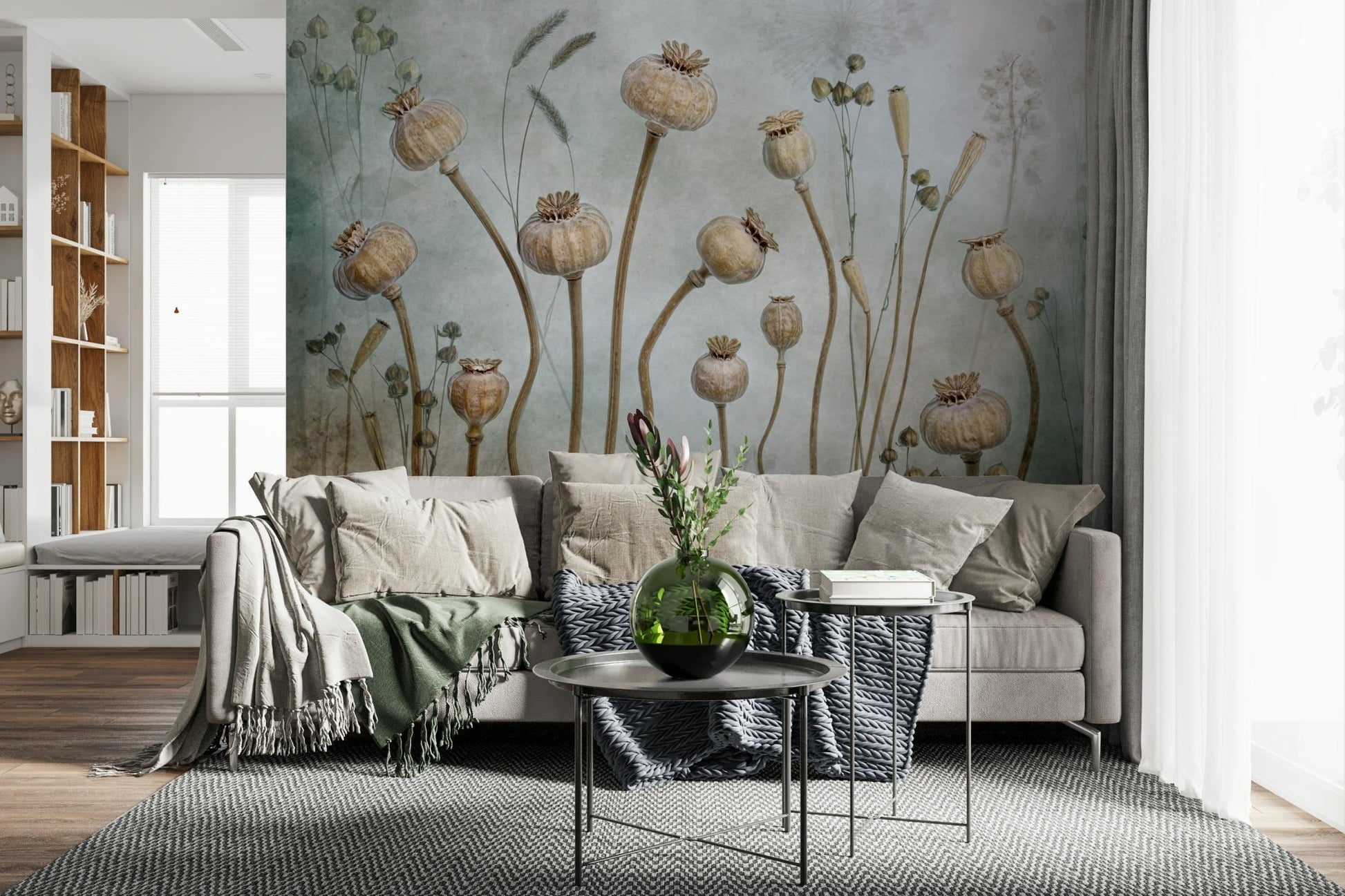 A contemplative natural pattern wallpaper mural for a feature wall.

