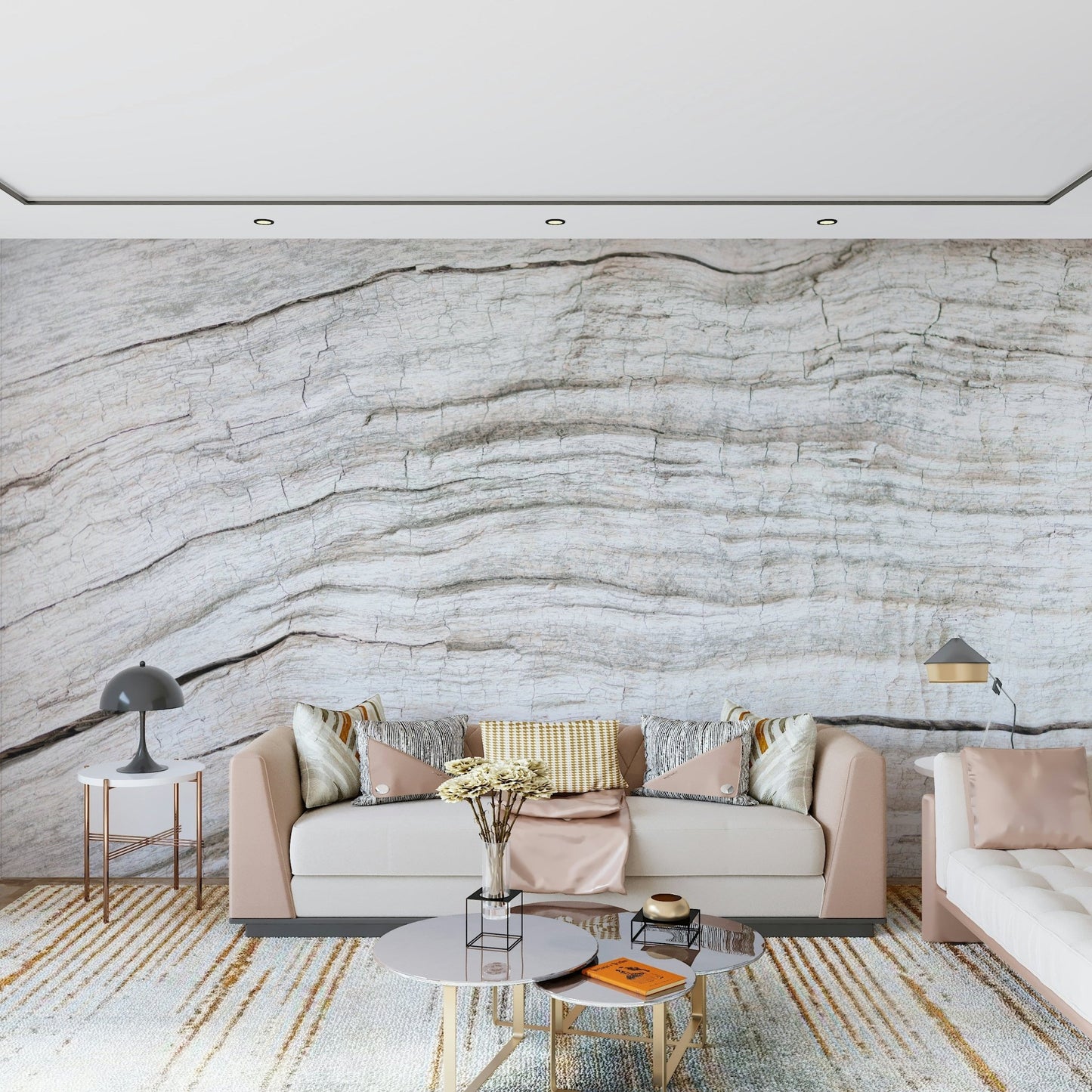 Driftwood Texture Wall Mural installed in a bright, airy entryway.