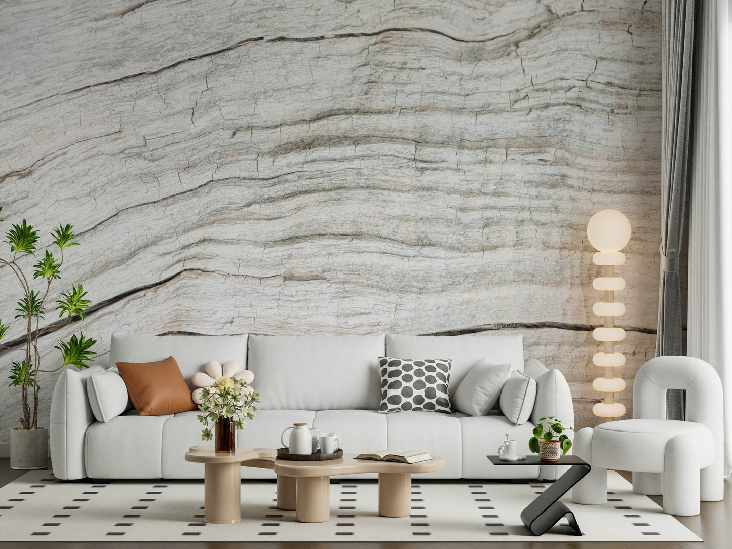 Full design view of the rustic Driftwood Texture Wall Mural.