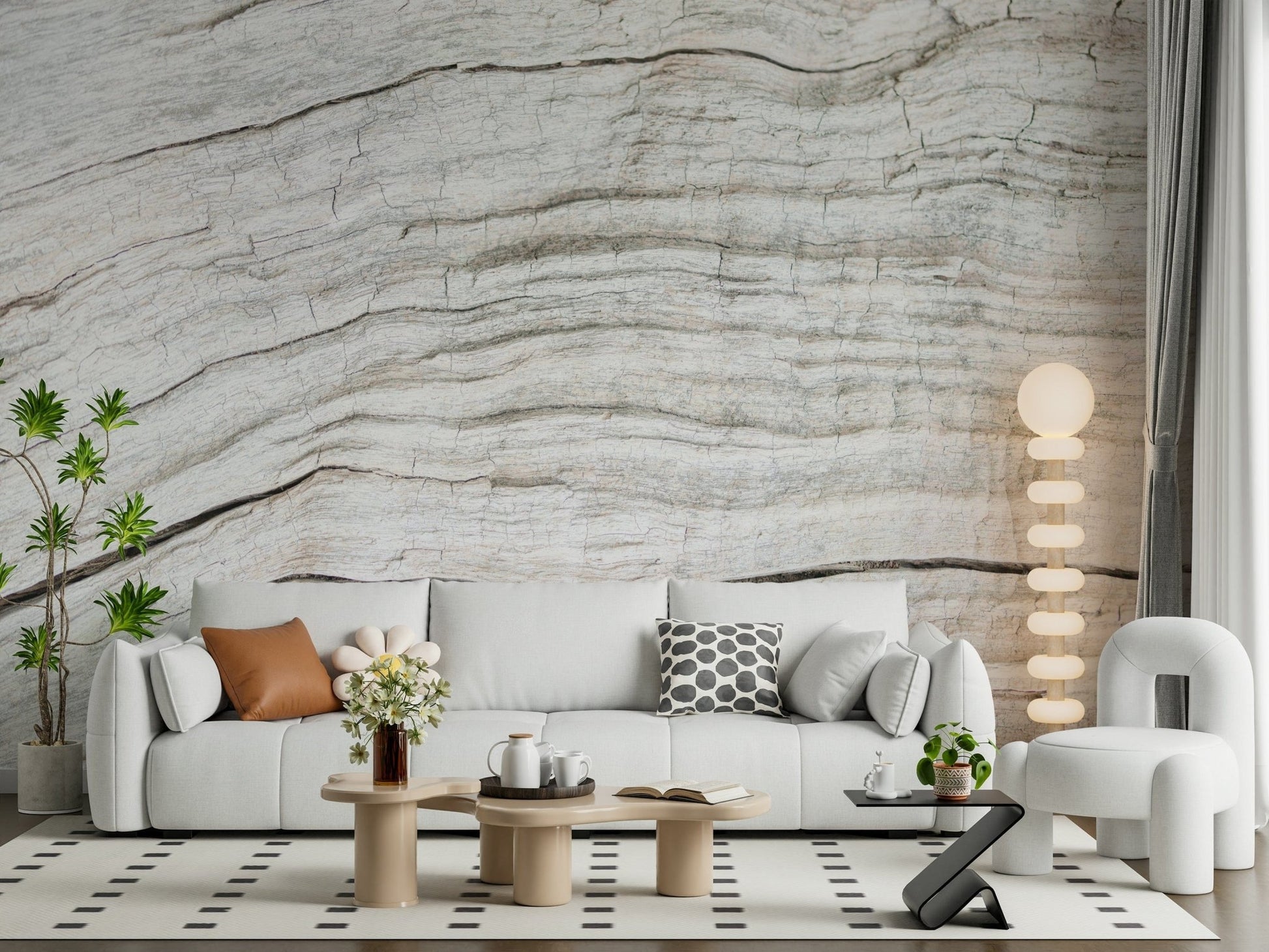 Full design view of the rustic Driftwood Texture Wall Mural.