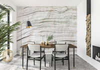 Minimalist office space featuring the subtle Driftwood Texture Wall Mural.