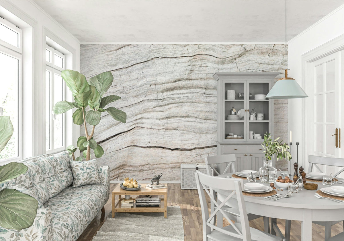 Driftwood Texture Wall Mural light gray wood feature wall., GD6166