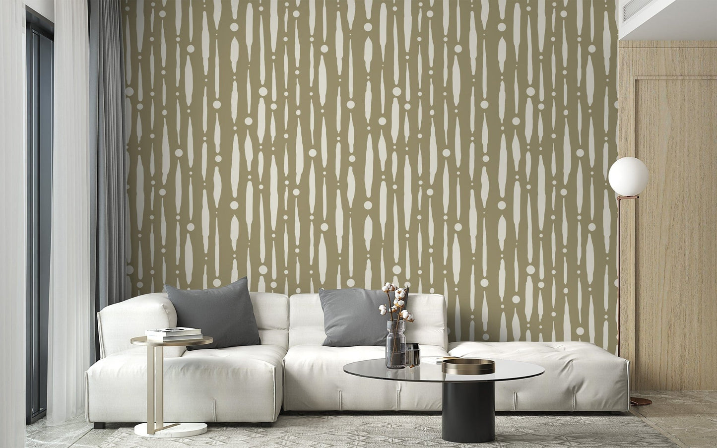 Elegant sage green dripping lines wall design AN52
