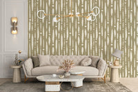 Artistic dripping lines wallpaper in sage green tones AN52
