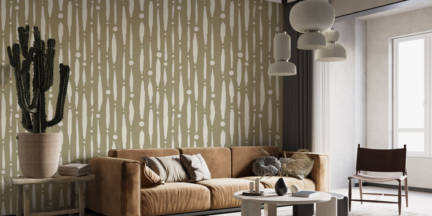Soft sage green dripping lines wall mural
