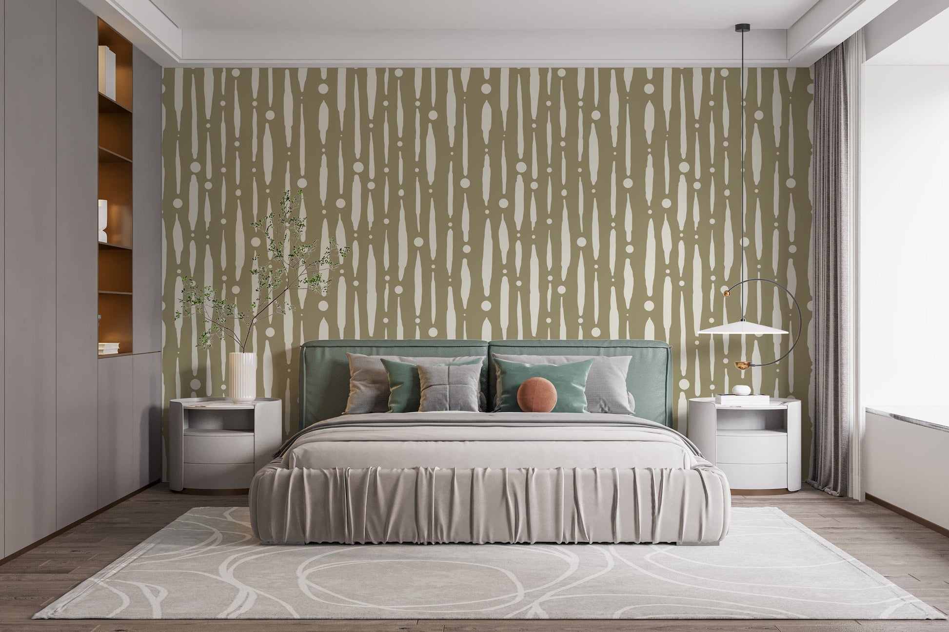 Stylish dripping lines wallpaper in sage green

