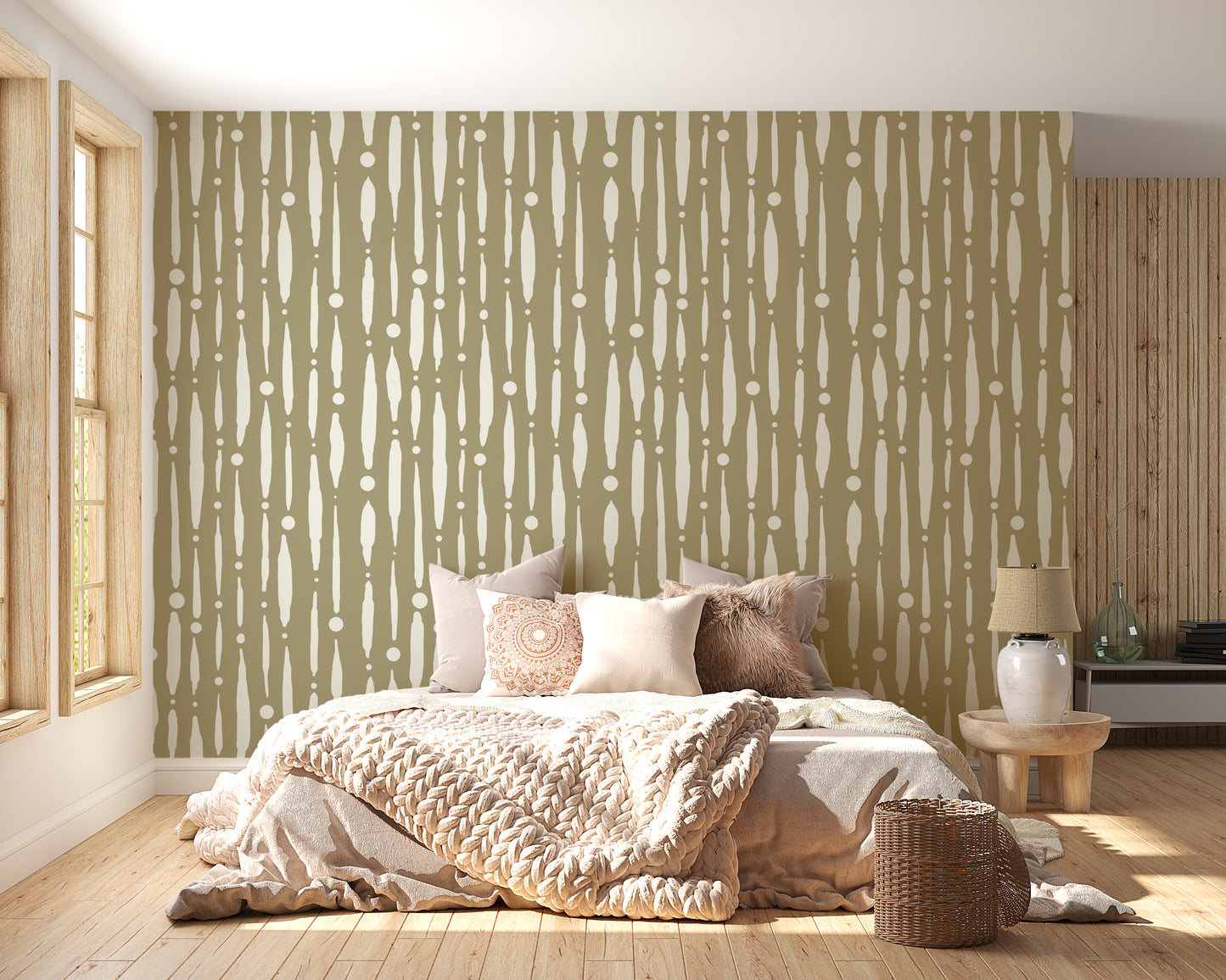 Minimalist sage green dripping lines wallpaper
