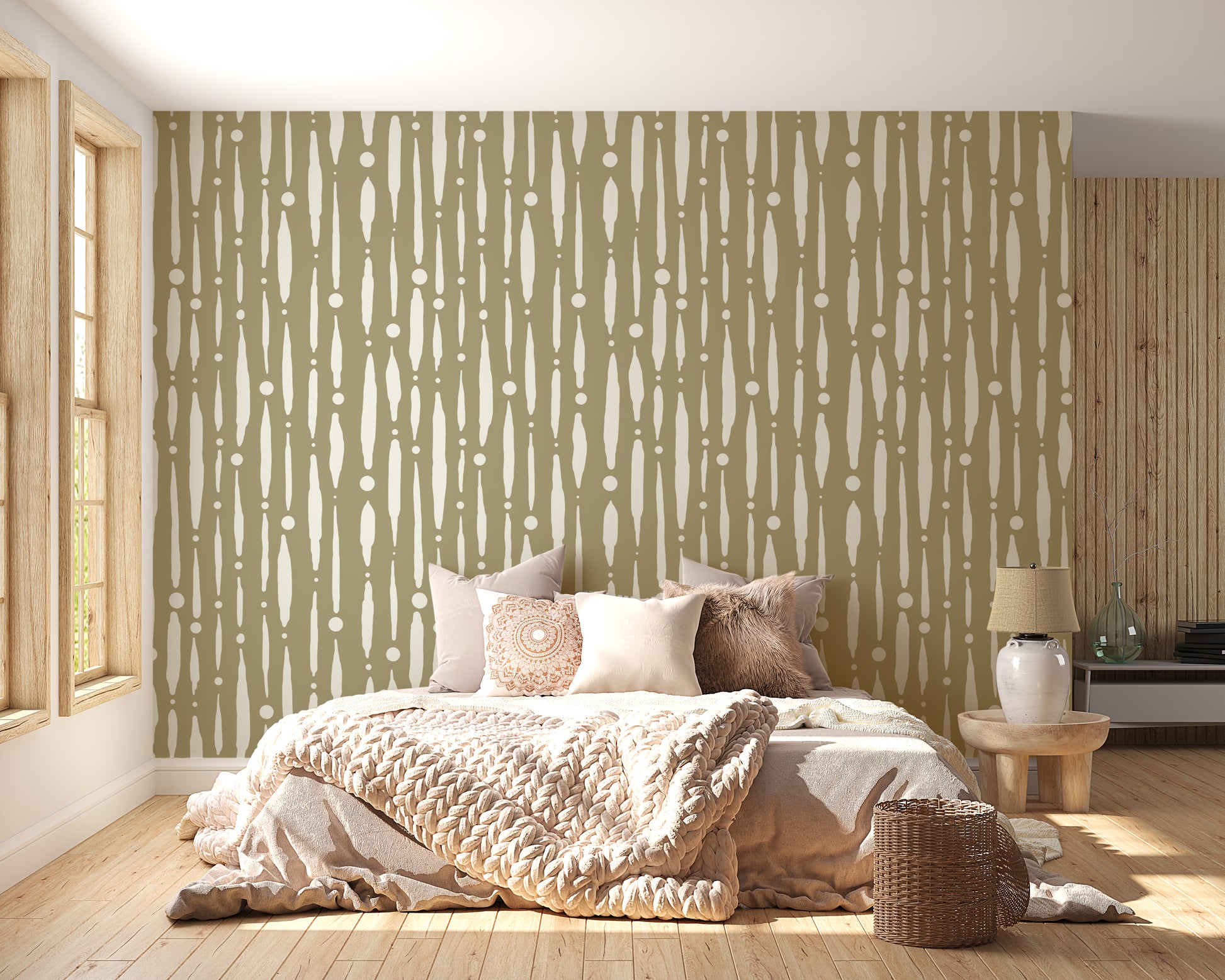 Minimalist sage green dripping lines wallpaper

