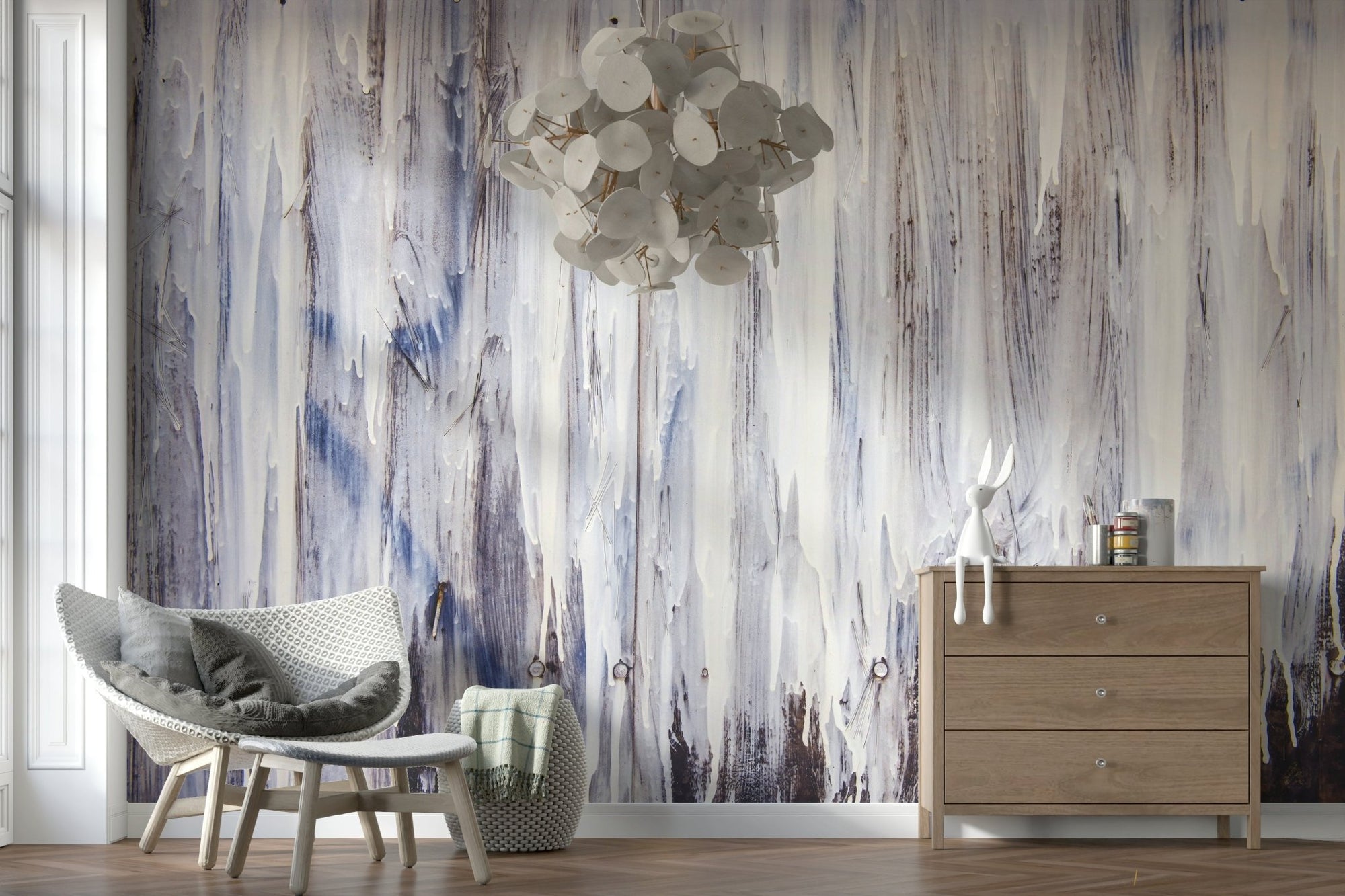 Dripping Serenity Wall Mural close-up, abstract watercolor flow wallpaper detail., GD6113