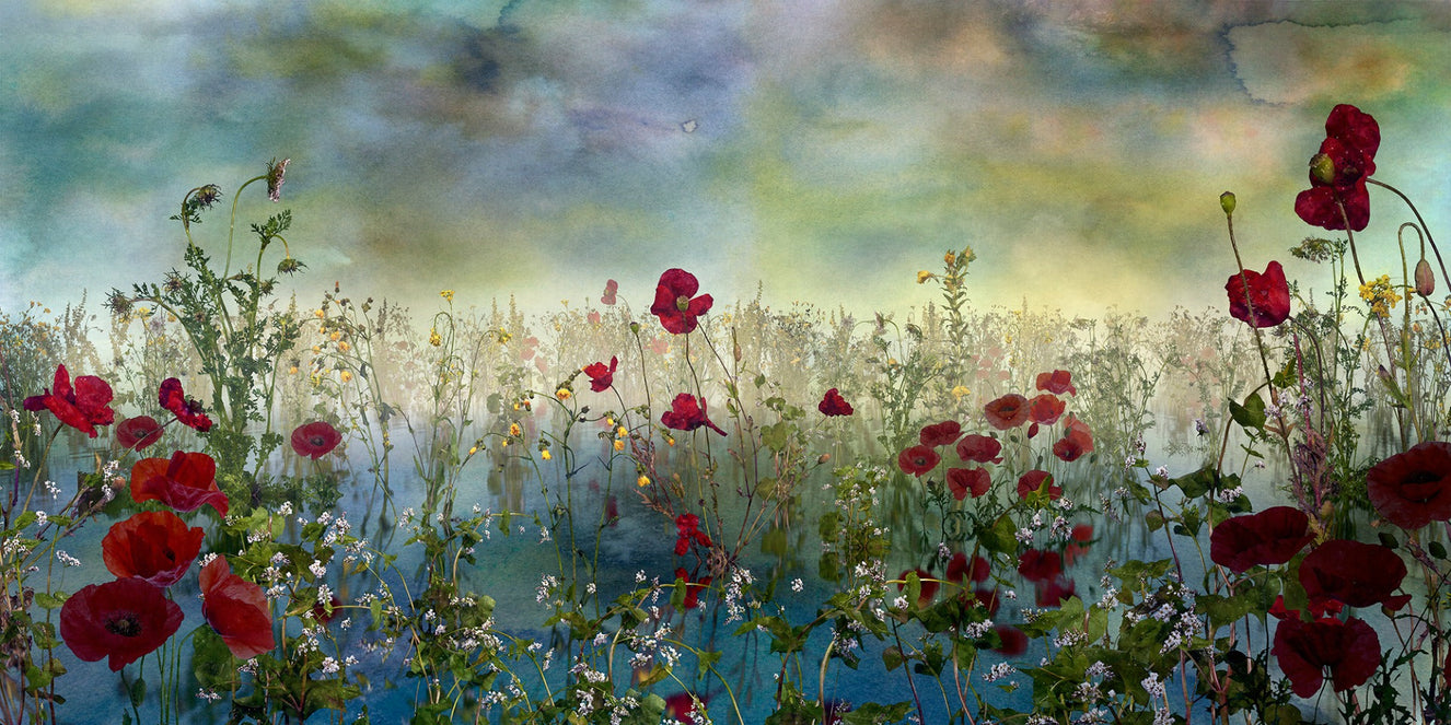 Azure Petal Panorama  Floral Wall Mural