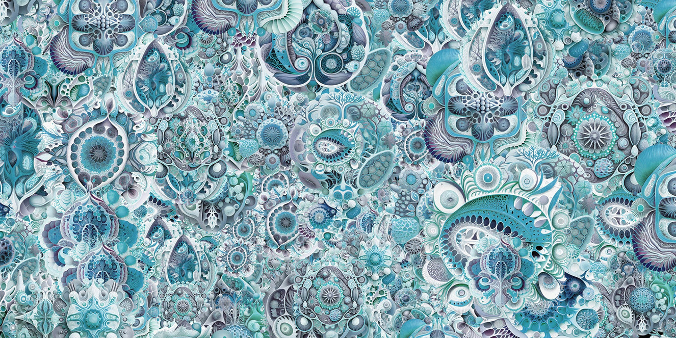 Deep Blue Haeckel Elegance Mural Wallpaper