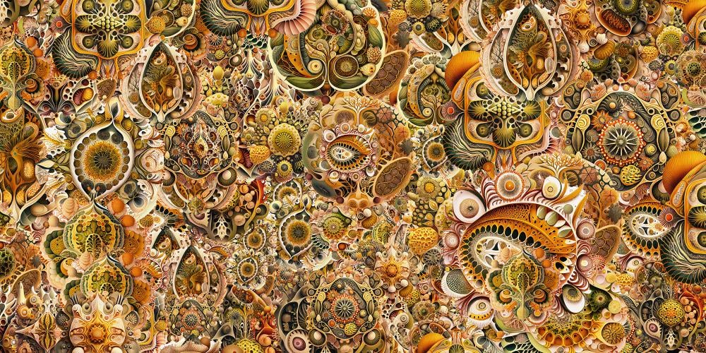 Yellow Brown Abstract Haeckel Wallpaper