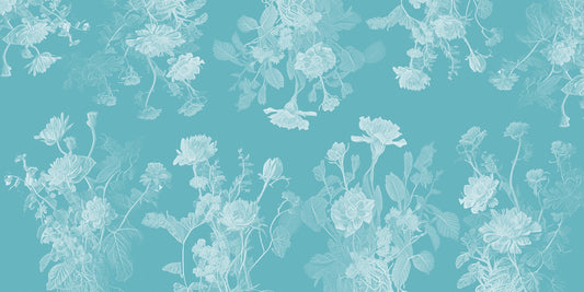 Bedroom Blue Flowers Wallpaper Mural