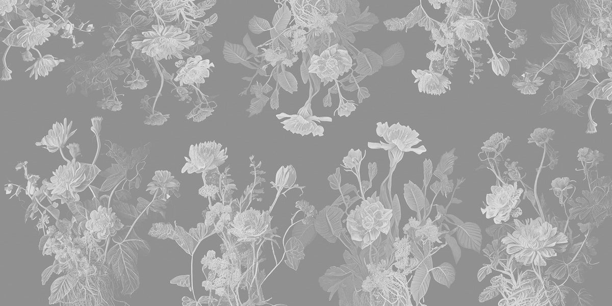 Monochrome Meadow Chic Gray Murals