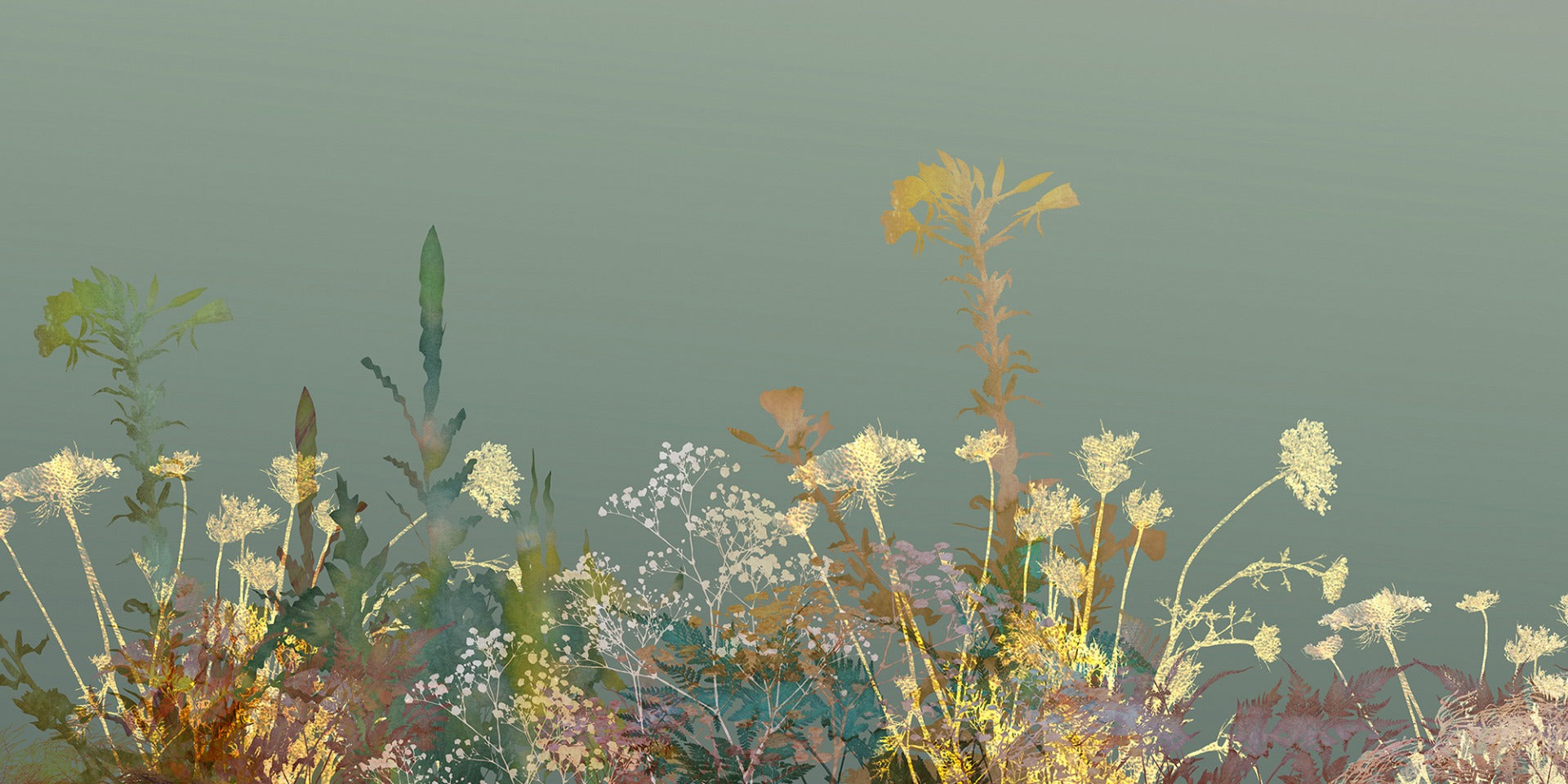 Wild Flora Watercolour Mural Wallpaper