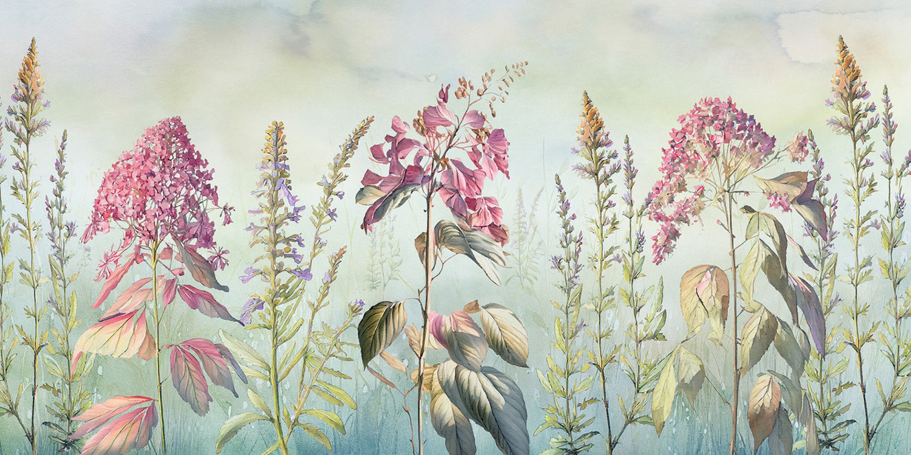 Blue Meadow Wild Blooms Mural Wallpaper