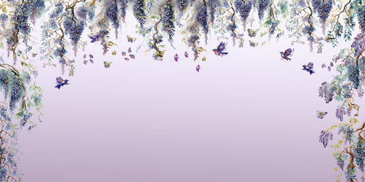 lavender love wisteria mural wallpaper