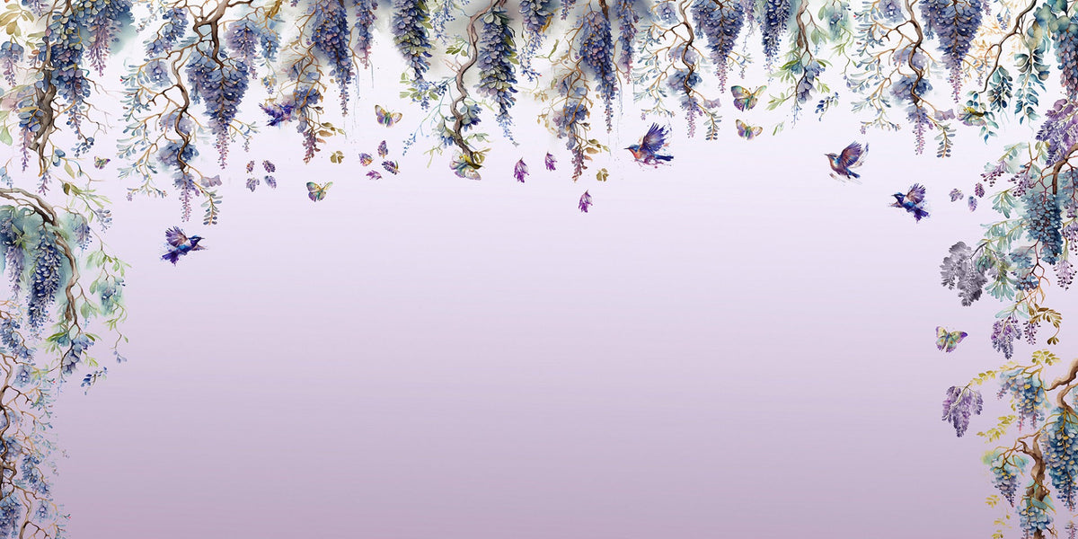 lavender love wisteria mural wallpaper