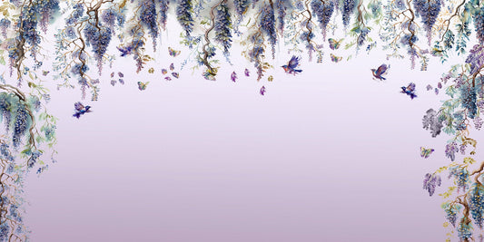 lavender love wisteria mural wallpaper