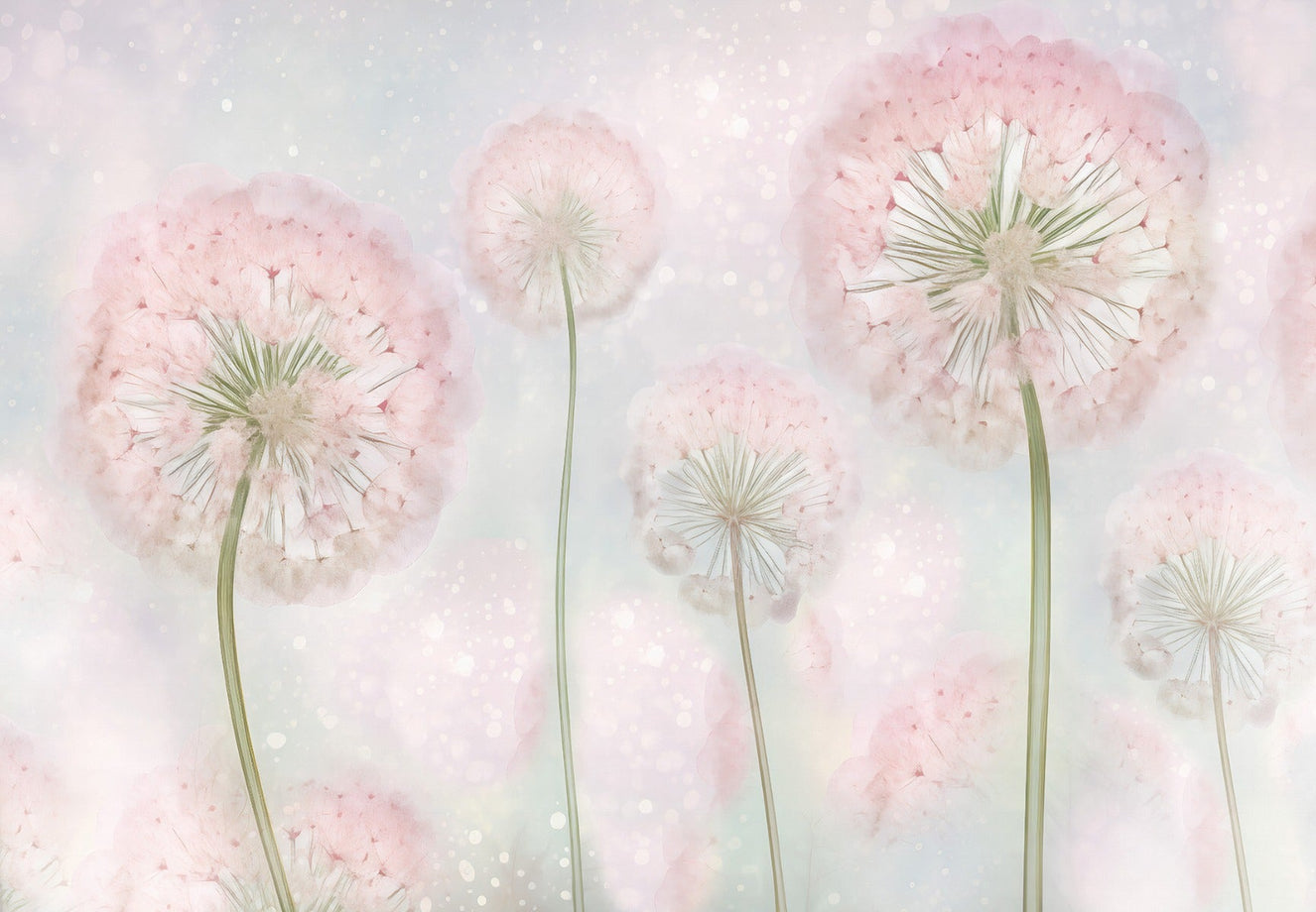 Dreamy Pink Dandelion Seed Wall Mural
