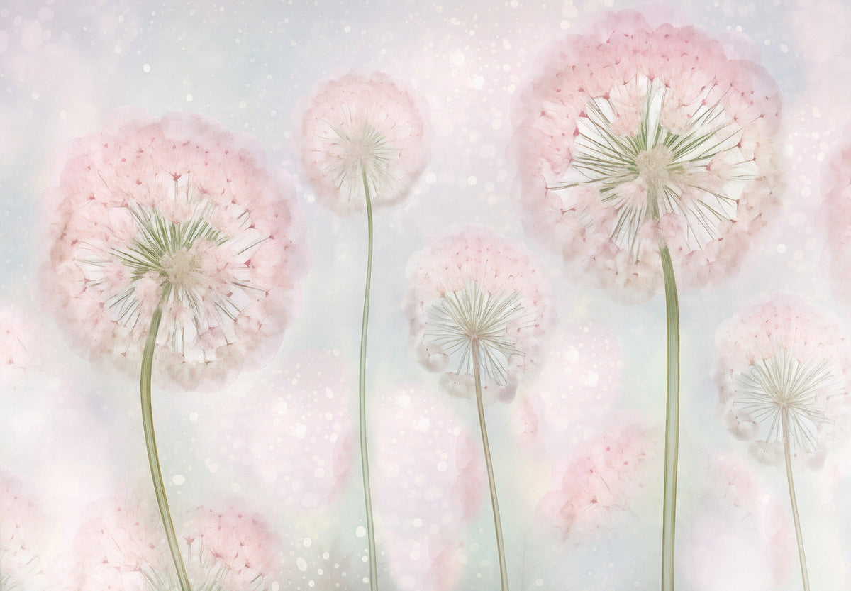 Dreamy Pink Dandelion Seed Wall Mural