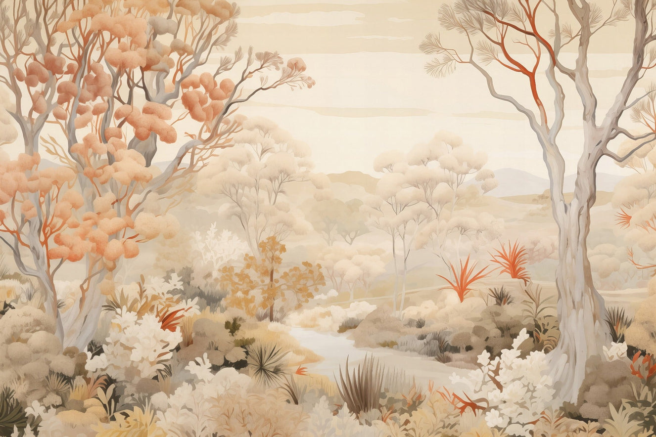 Autumn Watercolor Forest Wallpaper Mural