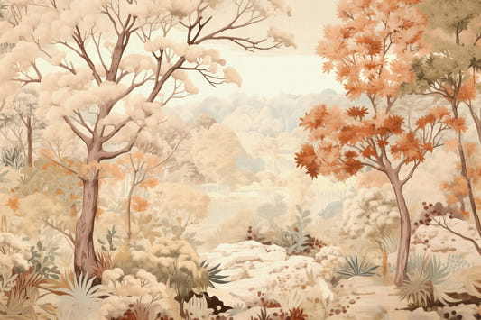 Autumn Whisper Watercolor Forest Mural