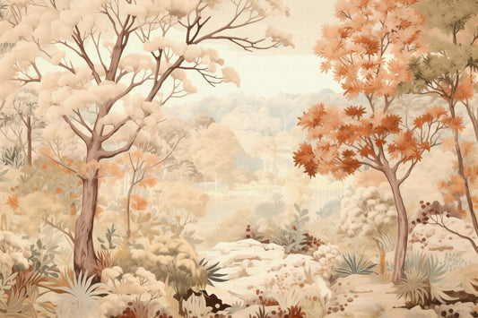 Autumn Whisper Watercolor Forest Mural