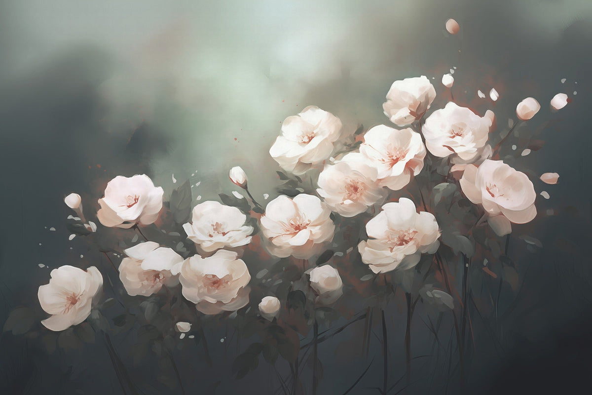 Baroque Blossom Elegance Wallpaper Mural in your room — zoomed