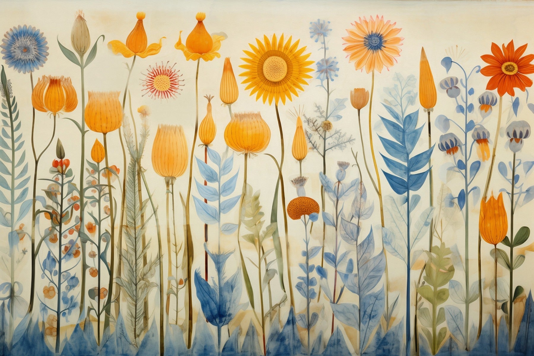 Brightly Colored Flowers Wallpaper Murals