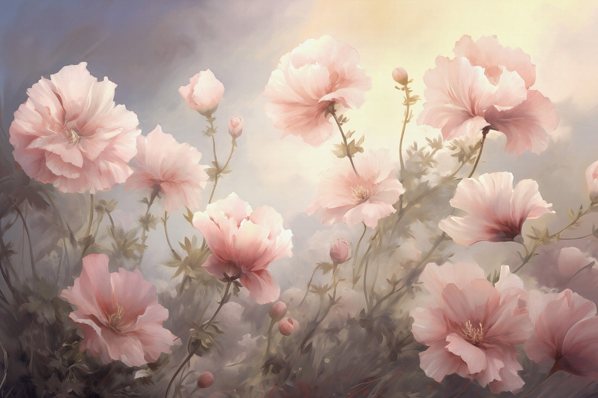 Blush Godetia Garden Wallpaper Mural