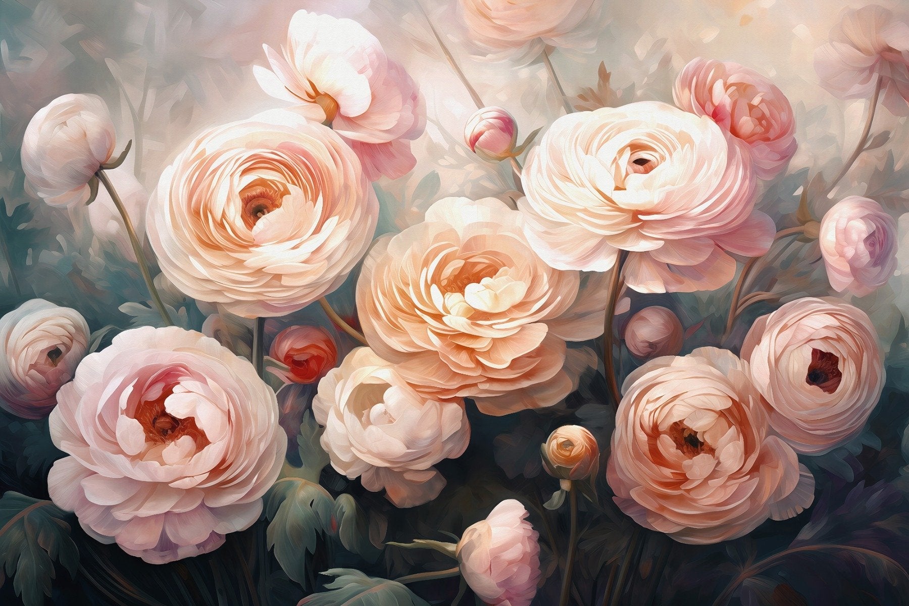 Romantic Ranunculus Reverie Wall Mural