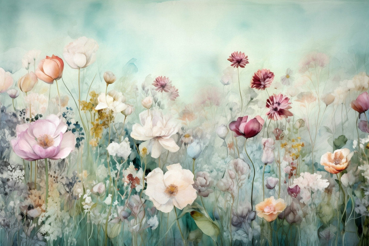 Colorful Pastel Flower Wallpaper Mural