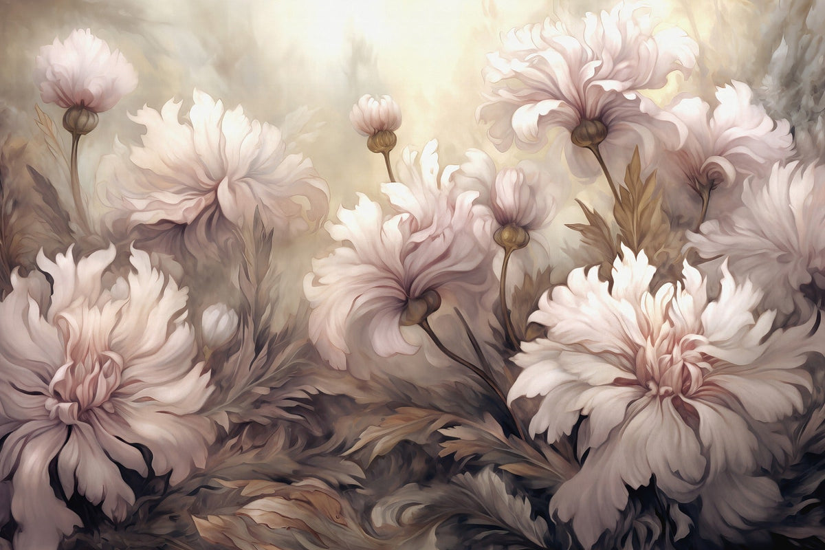 Underwater Pink Flowers Wallpaper Murals in your room — zoomed
