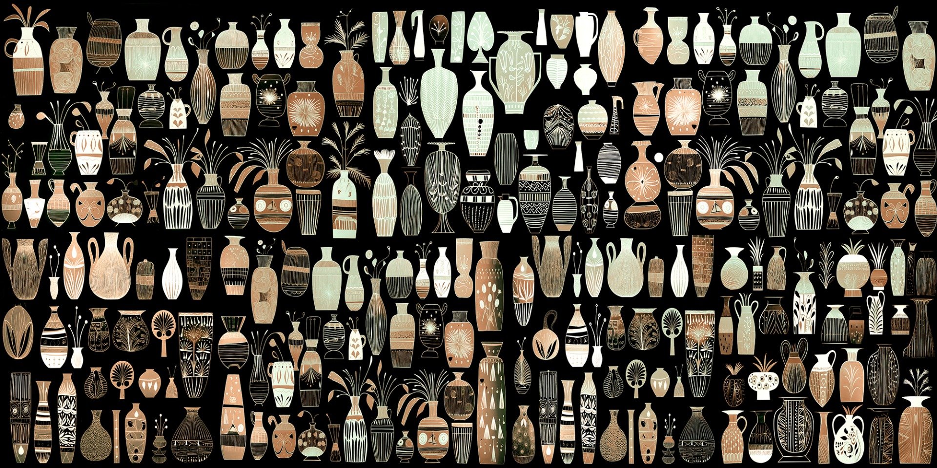 Woodcut Vase Design Wallpaper Murals