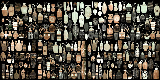 Woodcut Vase Design Wallpaper Murals