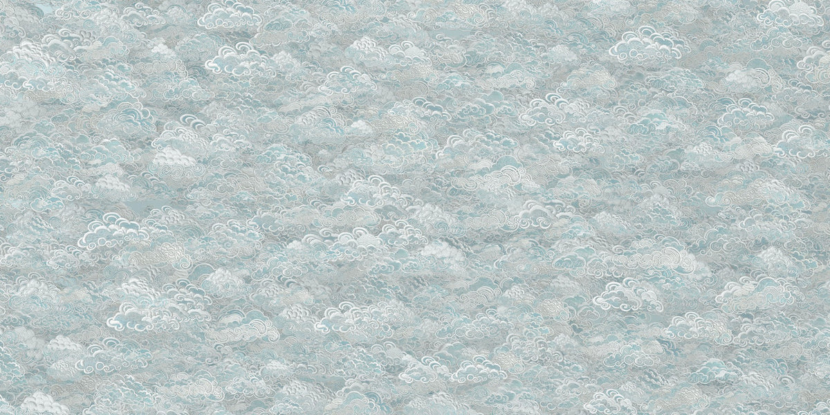 tranquil skyline baby blue mural wallpaper in your room — zoomed