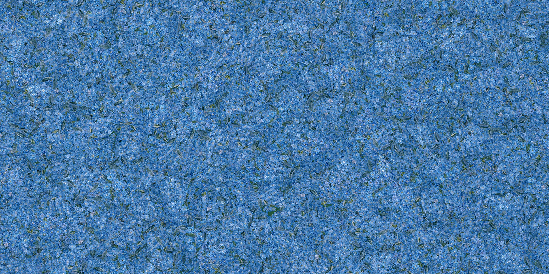 Blue Blossom Embroidery Elegance Mural in your room — zoomed