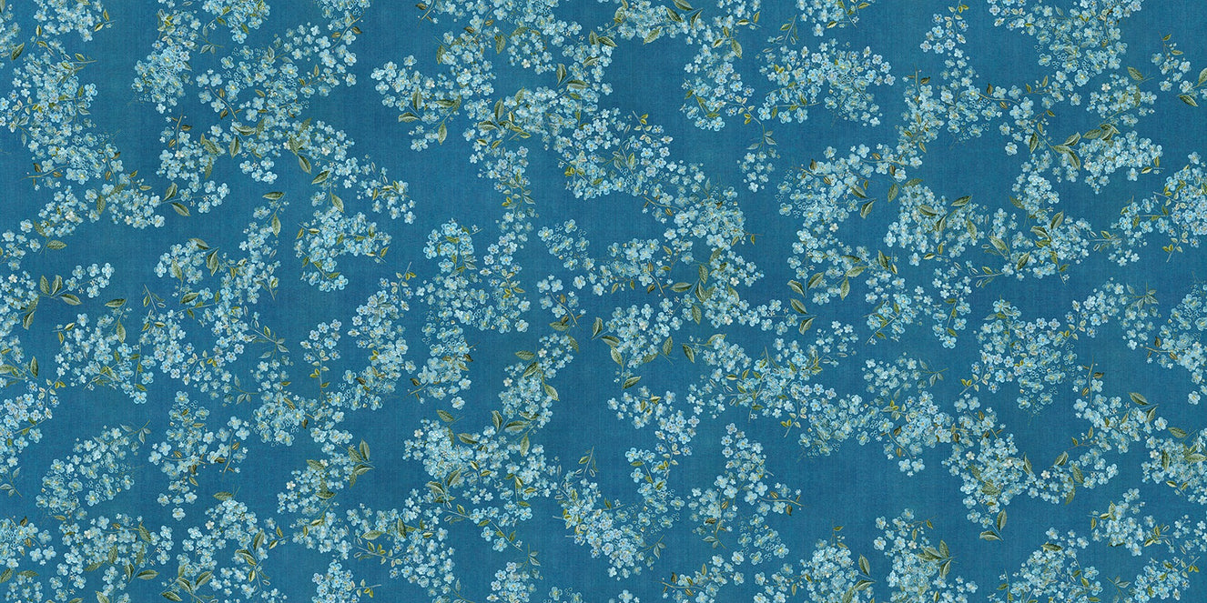 Azure Embroidery Elegance Mural Wallpaper