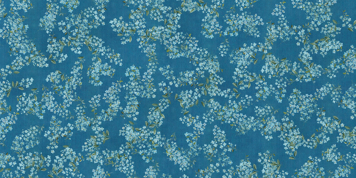 Azure Embroidery Elegance Mural Wallpaper in your room — zoomed