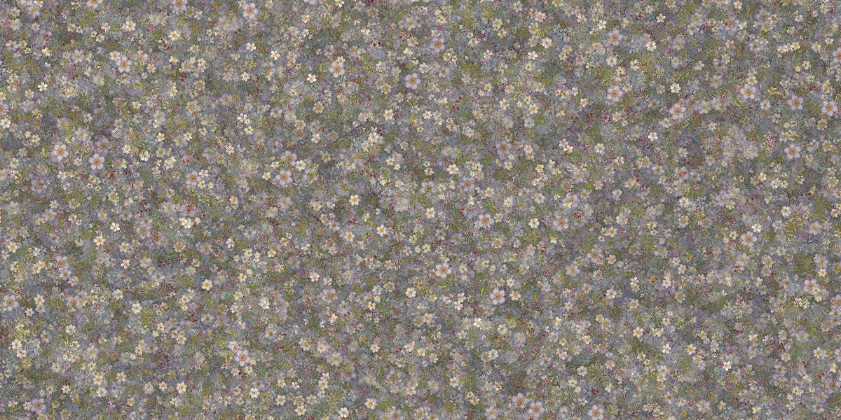 Lila White Wildflower Embroidery wallpaper in your room — zoomed