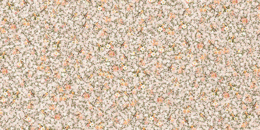 Blooms and Beaks Orange Scenic Mural Wallpaper.