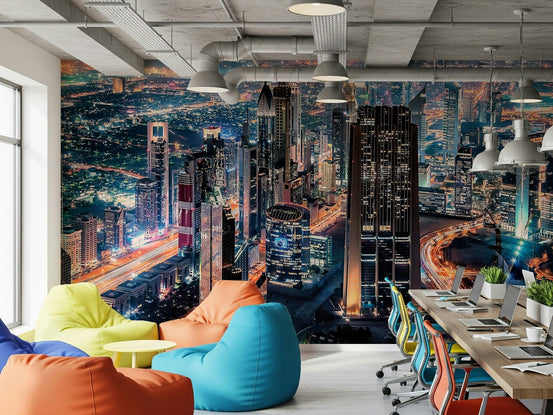 Dubai Nights wallpaper with wide metropolitan views for dining areas., GD7620