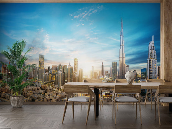 Dubai Skyline Panoramic Wallpaper Mural A150
