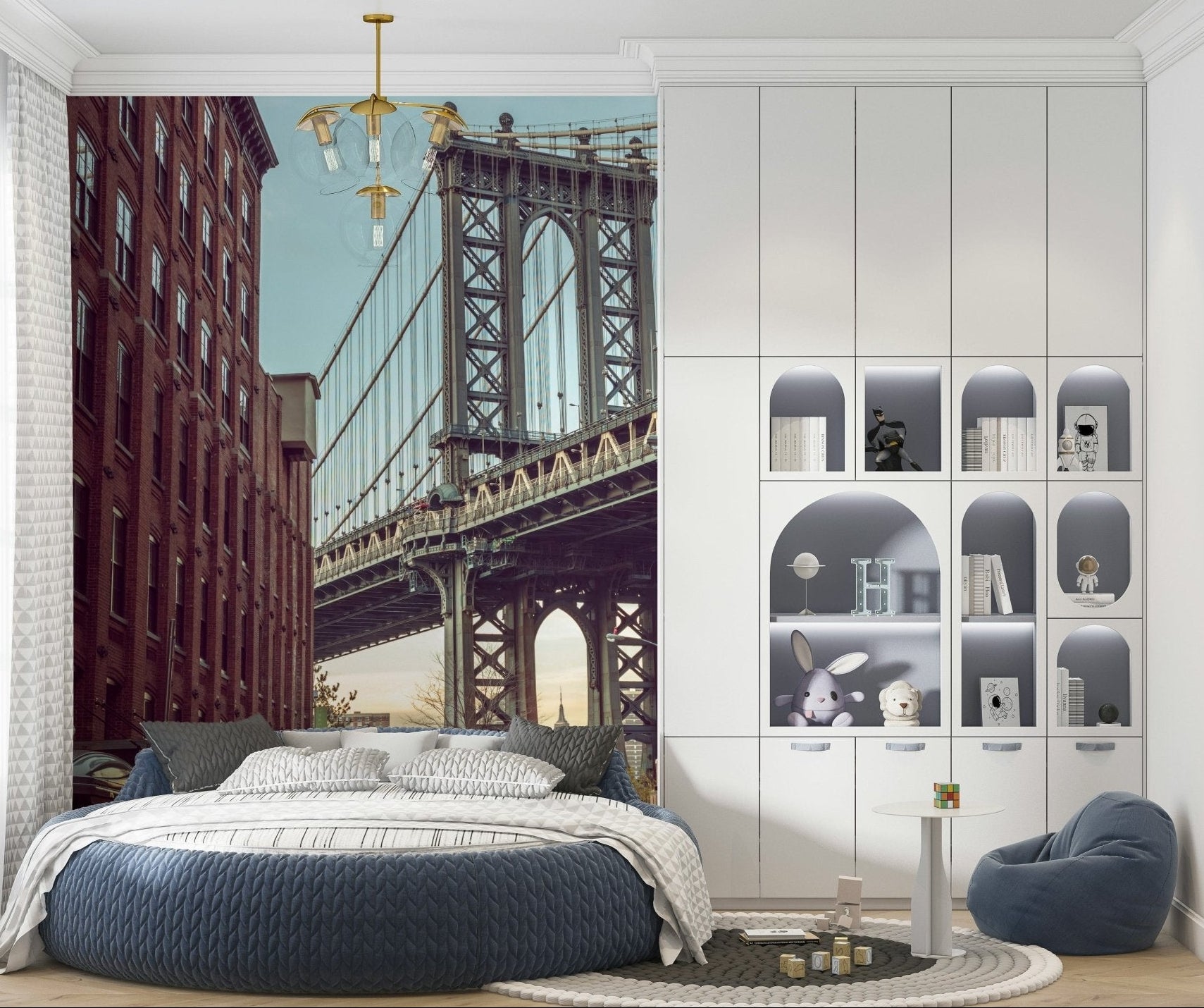 Dumbo Dawn wall mural with Brooklyn Bridge sunrise view GD7300
