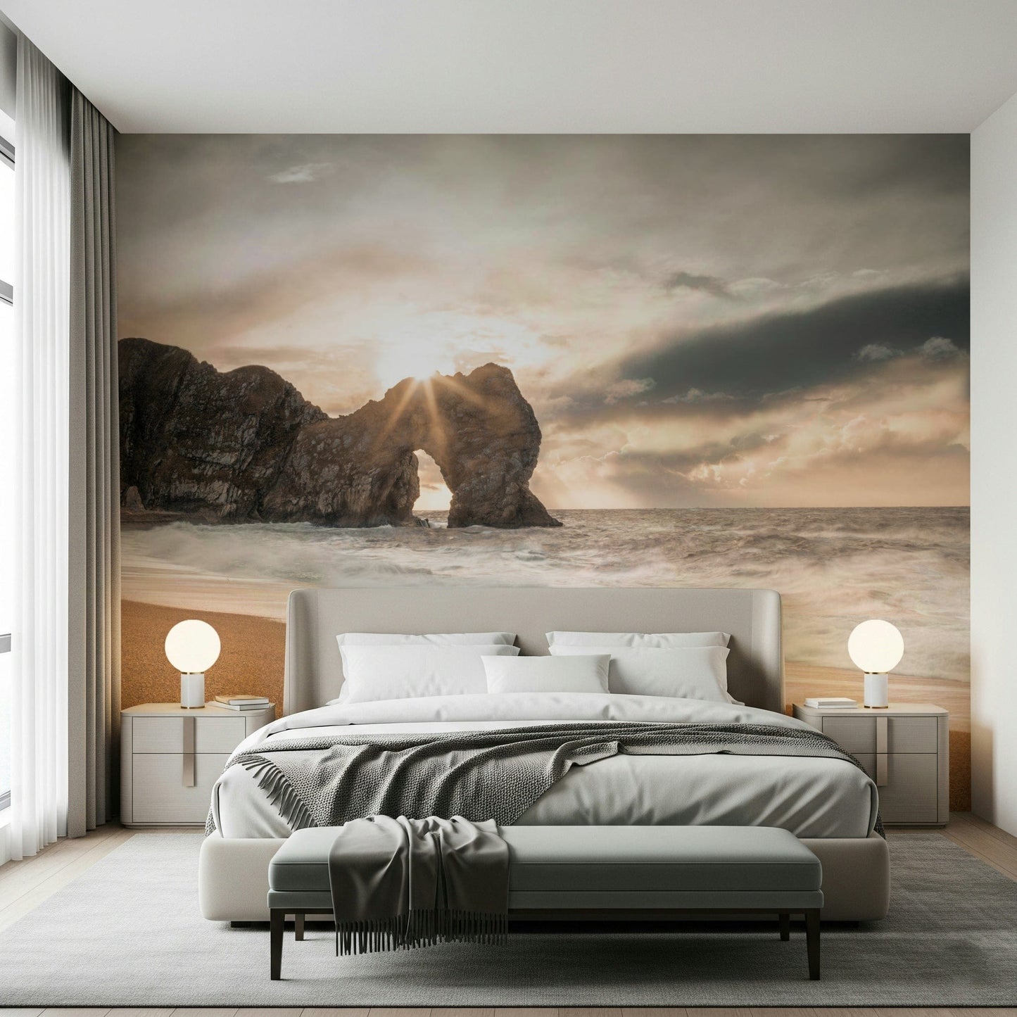 Weathered Durdle Door stone, nature wallpaper, wild sunset glow., GD7102