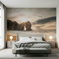 Weathered Durdle Door stone, nature wallpaper, wild sunset glow., GD7102