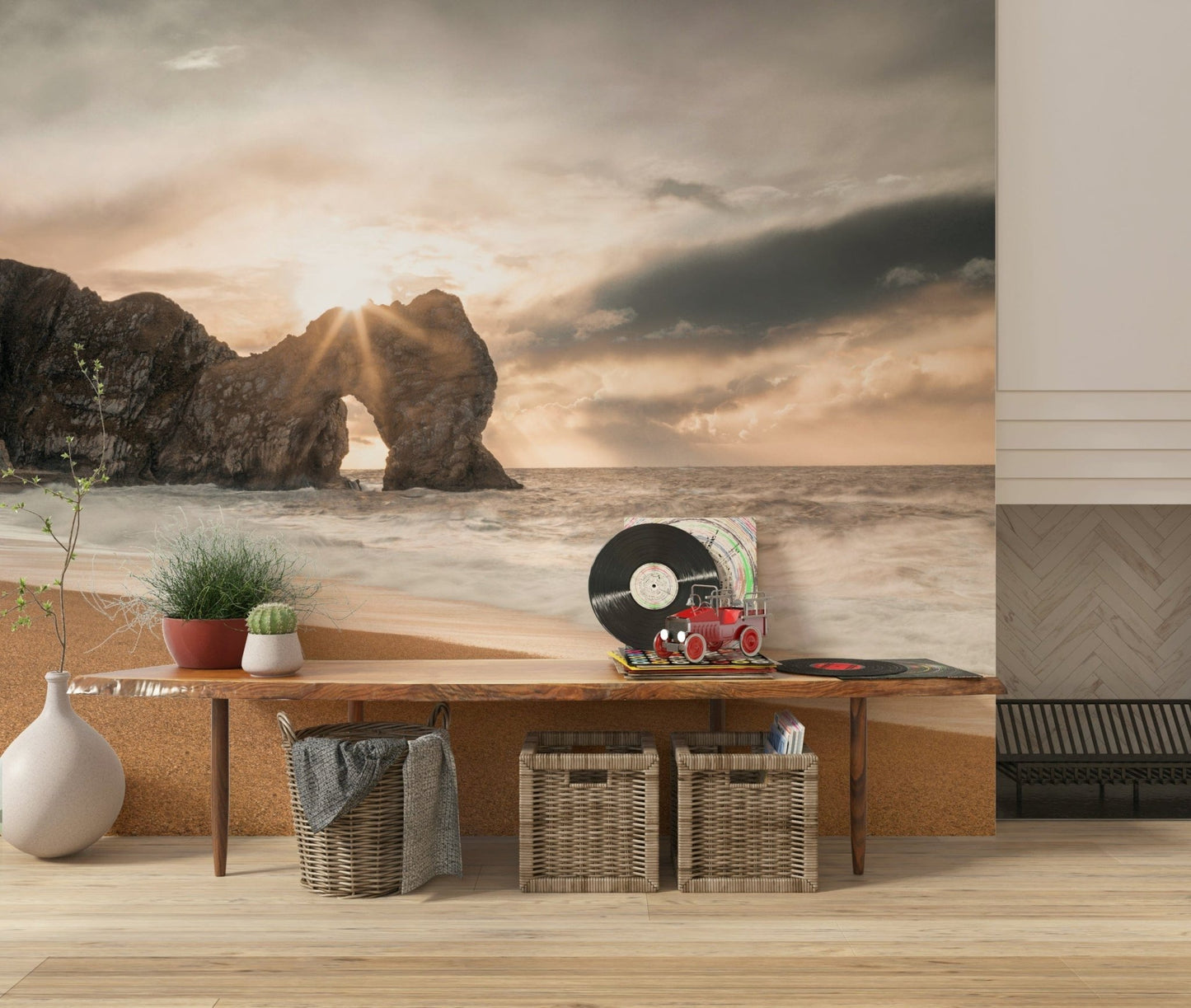 Durdle Door wall mural, coastal archway, sunny beach view., GD7102