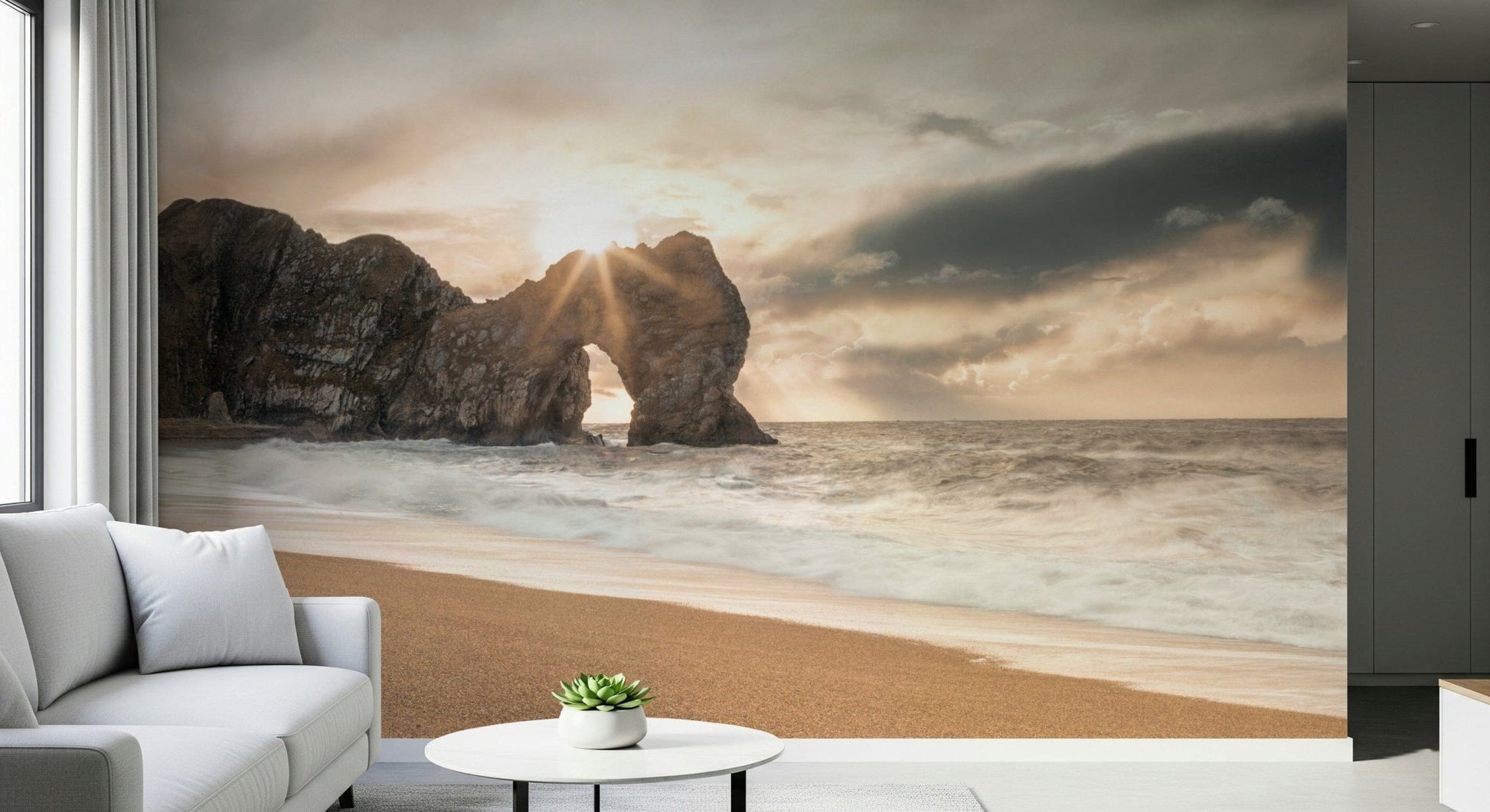 Rocky Durdle Door arch, wallpaper, dramatic sea landscape., GD7102